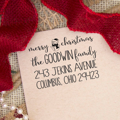 Return Address Stamp "Merry Christmas Goodwin Family"