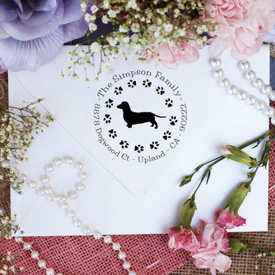 Dog Return Address Stamp "Dachshund"