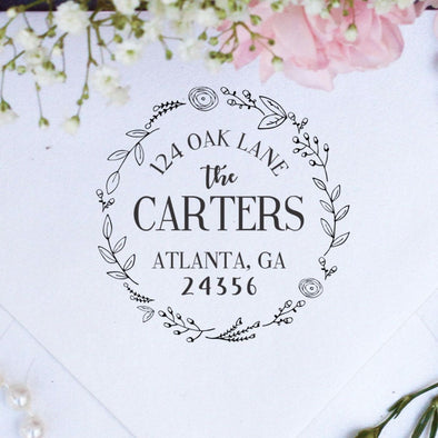 Return Address Stamp "The Carters In A Wreath"