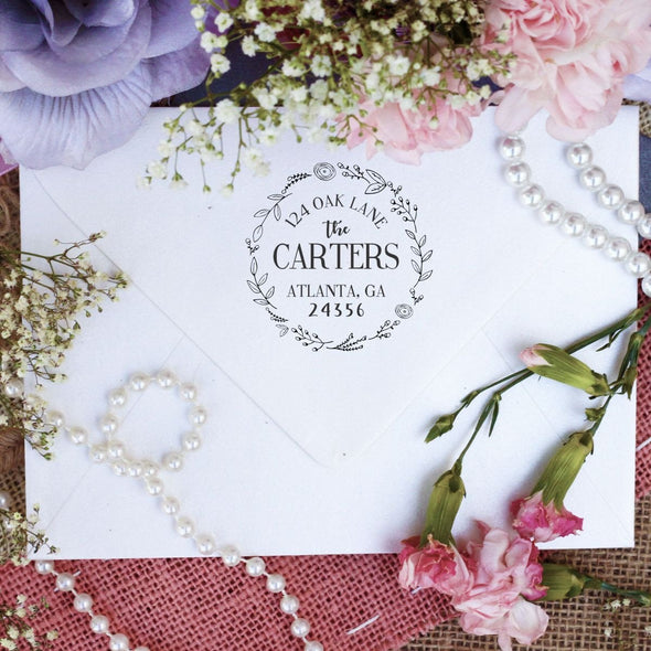 Return Address Stamp "The Carters In A Wreath"