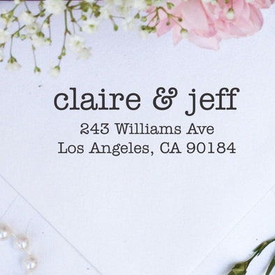 Return Address Stamp "Claire & Jeff"