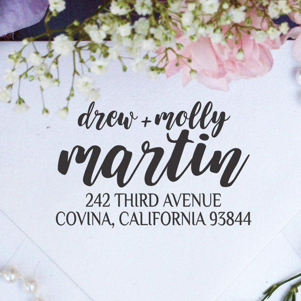 Return Address Stamp "Drew + Molly"