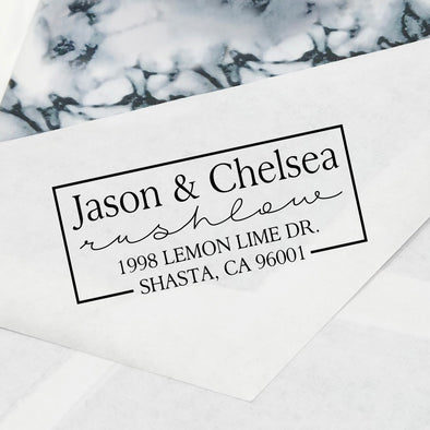 First Names & Last Name Return Address Stamp, Custom Return Address Stamp, Personalized Return Address Stamp "Jason & Chelsea Rushlow"