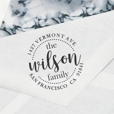 Return Address Stamp- "The Wilson Family"