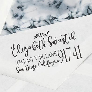 Custom Return Address Stamp, Personalized Address Stamp, "Elizabeth Swastek"