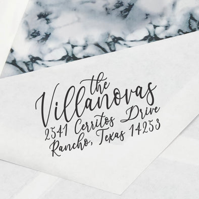 Calligraphy Family Custom Return Address Stamp, Newly Wed Stamp, Family Stamp, Personalized Return Address Stamp, Return Address Stamp "The Villanovas"