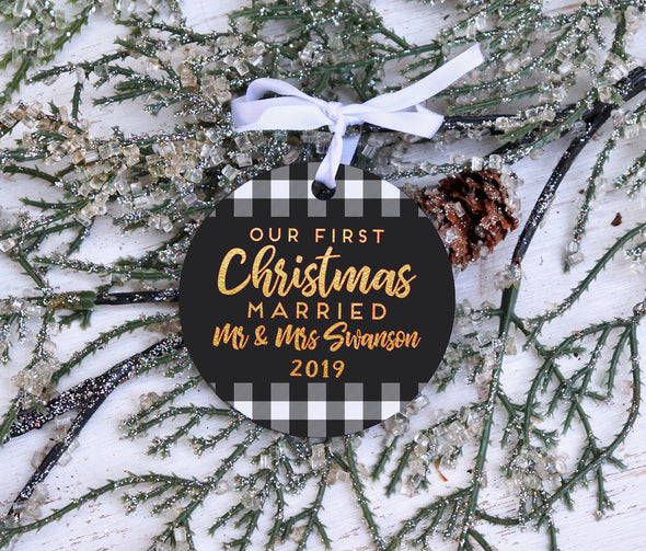 Our First Christmas Married Personalized Ornament, Personalized Christmas Ornament