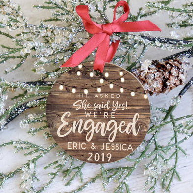 Engagement Ornament, Personalized Engagement Christmas Ornament, 