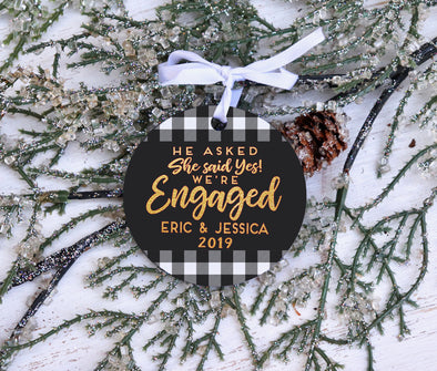 Our First Christmas Engaged Personalized Ornament, Personalized Christmas Ornament