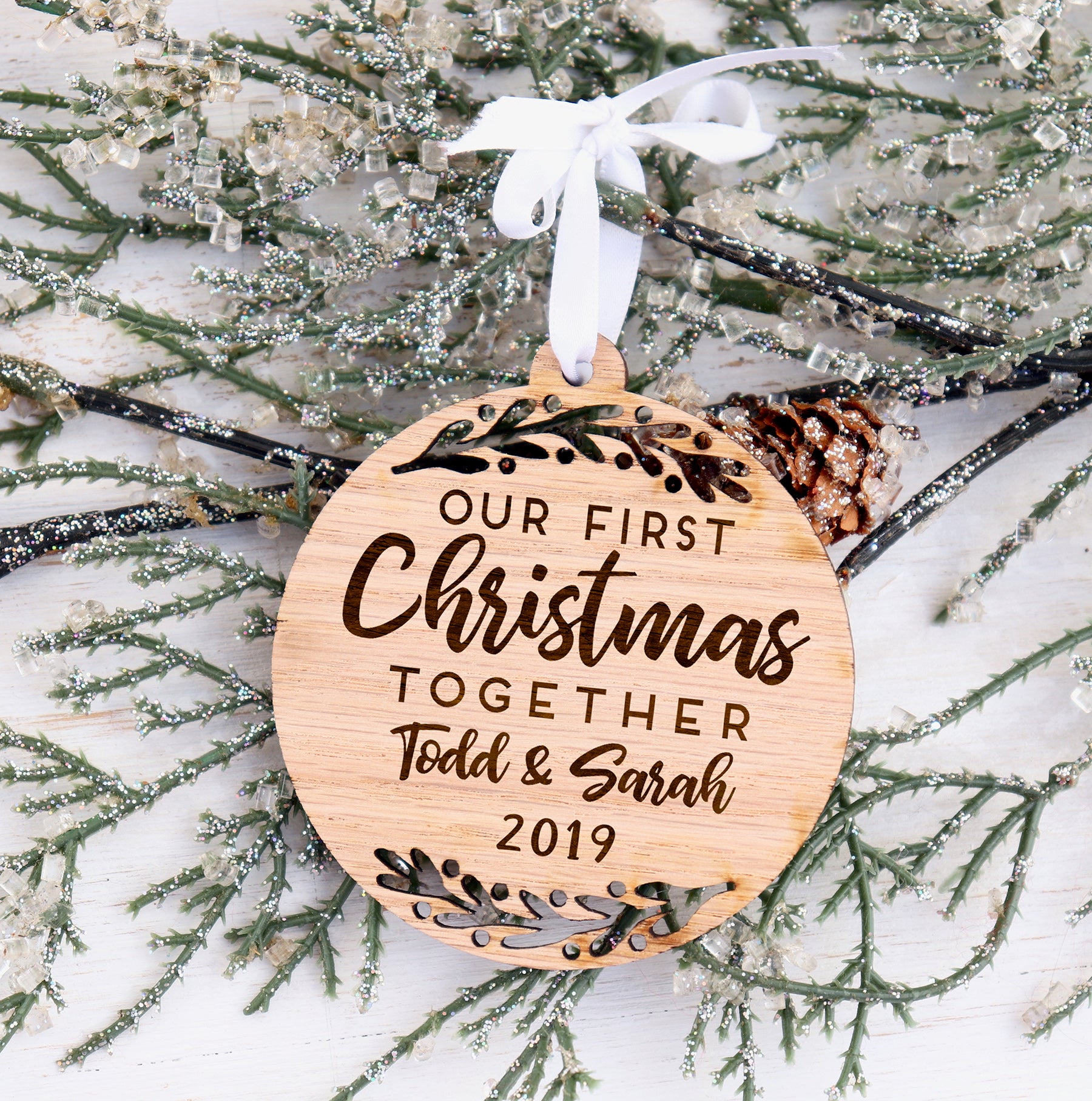 First Christmas Together Ornament, First Christmas Engraved Wood Ornament