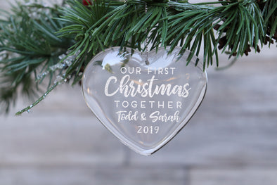 Personalized First Christmas Together Engraved Glass Ornament, Personalized Glass Ornament