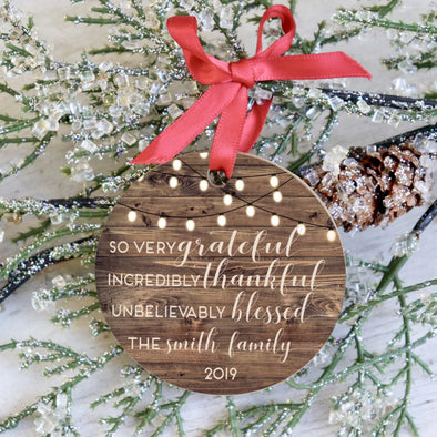 Personalized Grateful Family Christmas Ornament, 2019 Family Ornament