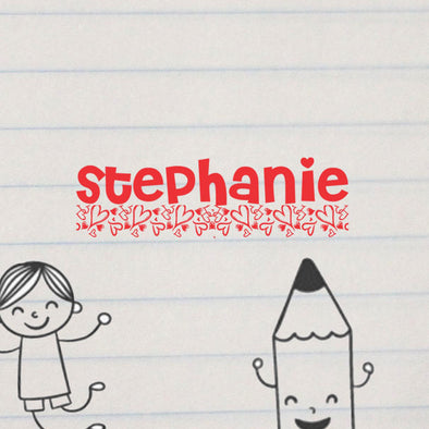 Personalized Kids Name Stamp - "Stephanie" Hearts