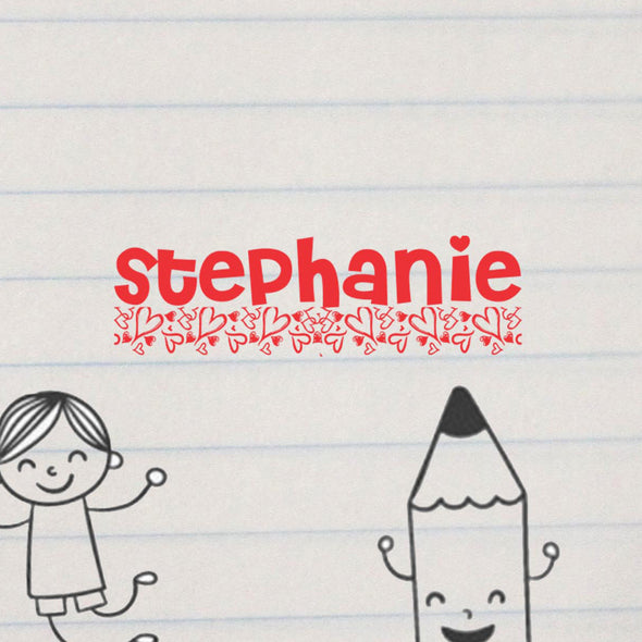 Personalized Kids Name Stamp - "Stephanie" Hearts