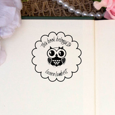 Personalized Book Belongs to Stamp - "Lauren Lambert" Owl