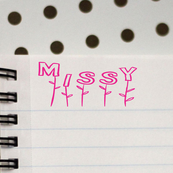 Personalized Kids Name Stamp - "Missy" Flowers