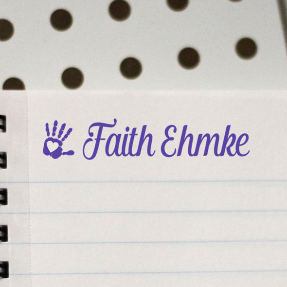 Personalized Kids Name Stamp - "Faith Ehmke" Heart in Hand