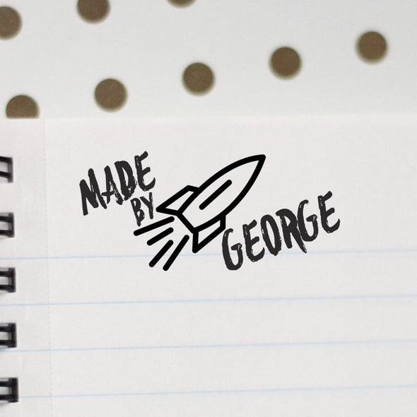 Personalized Stamp - "Made by George" Rocket