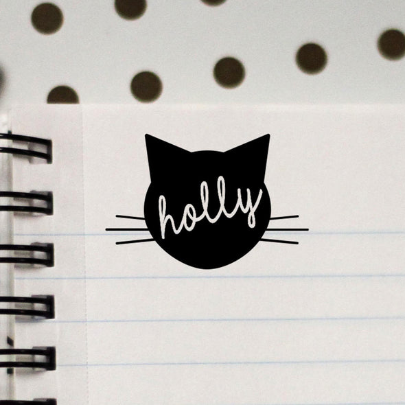 Personalized Kids Name Stamp - "Holly" Cat