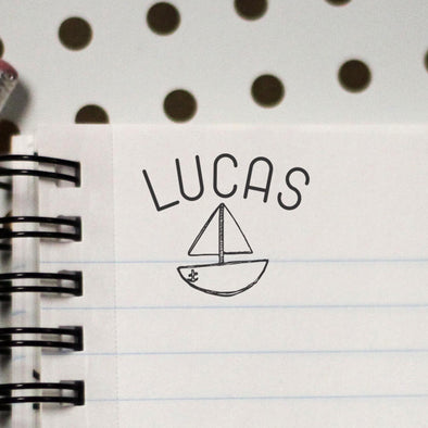 Personalized Kids Name Stamp - "Lucas" Sailboat
