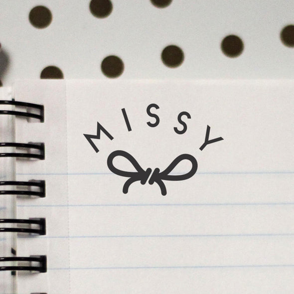 Personalized Kids Name Stamp - "Missy" Bow