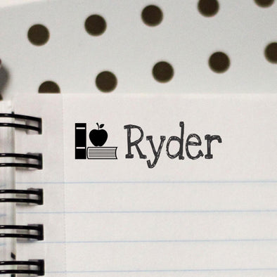 Personalized Kids Name Stamp - "Ryder" Books & Apple