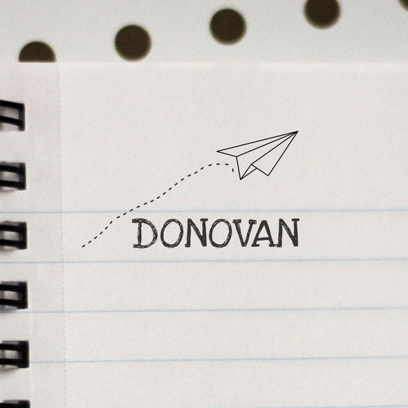 Personalized Kids Name Stamp - "Donovan" Paper Plane