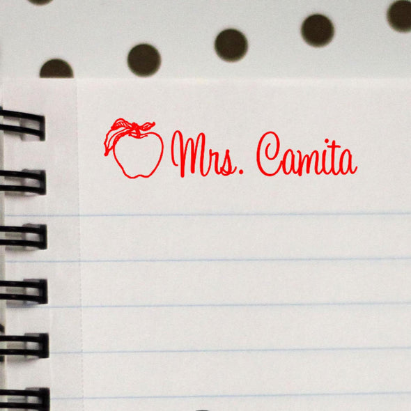Personalized Teacher Stamp With Apple