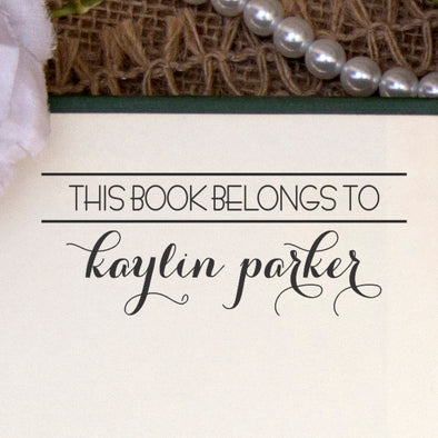 This Book Belongs to Stamp, Custom Library Stamp, "Kaylin Parker"