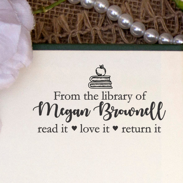 This Book Belongs to Stamp, Custom Library Stamp, "Megan Brownell"