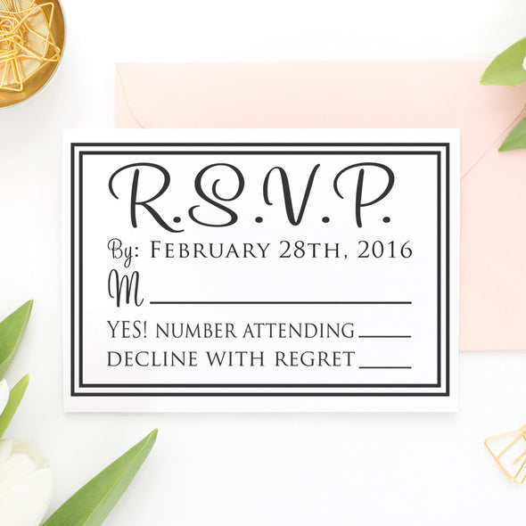 RSVP Card Stamp "Double Rectangle Border"