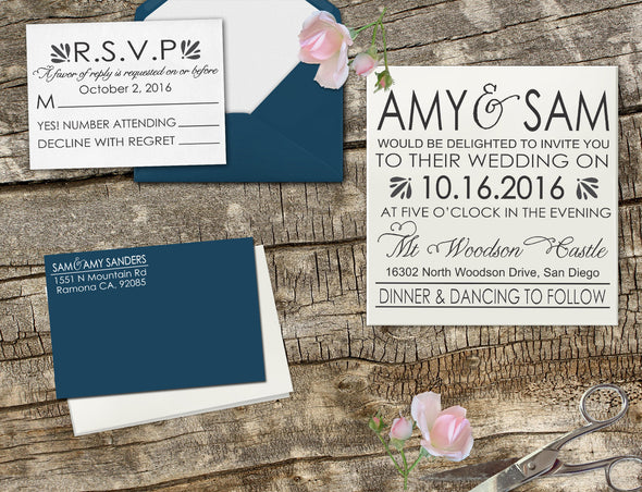 Wedding Invitation Stamp Set "Amy & Sam Modern"