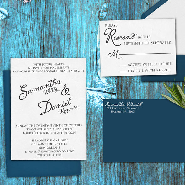 Wedding Invitation Stamp Set "Samantha & Daniel Script"