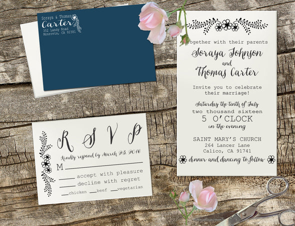 Wedding Invitation Stamp Set "Soraya & Thomas Flowers"