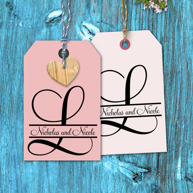 Names Though Initial Fancy Font Wedding Favor Stamp