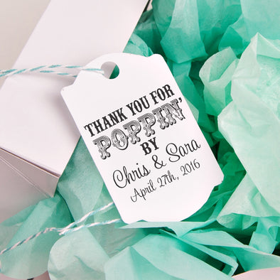 Thanks for Poppin By "Chris & Sara" Wedding Favor Stamp