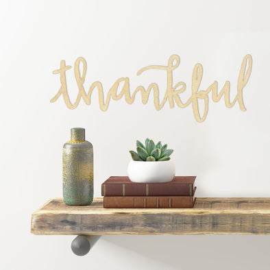 Cut Out Word Sign, "Thankful"