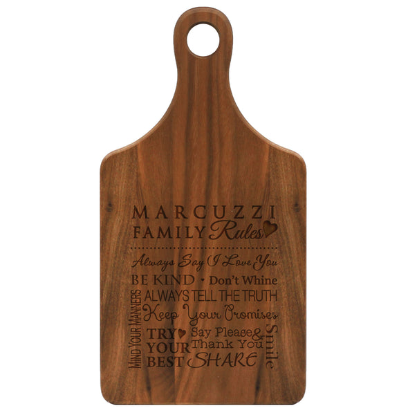 The Family Rules Cheese Board With Last Name
