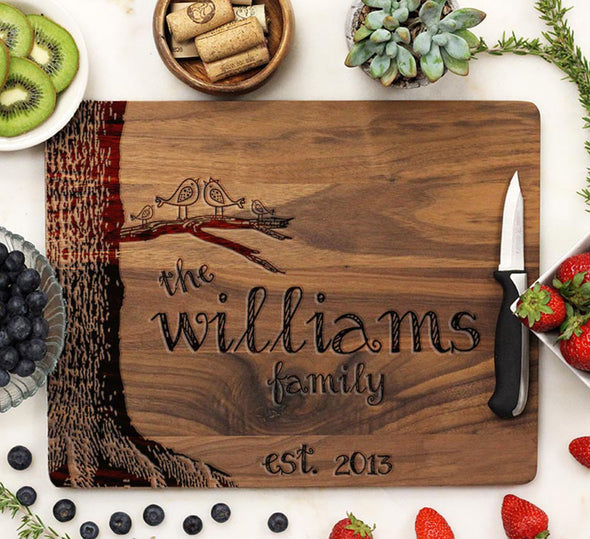 Family Cutting Board With Tree Design