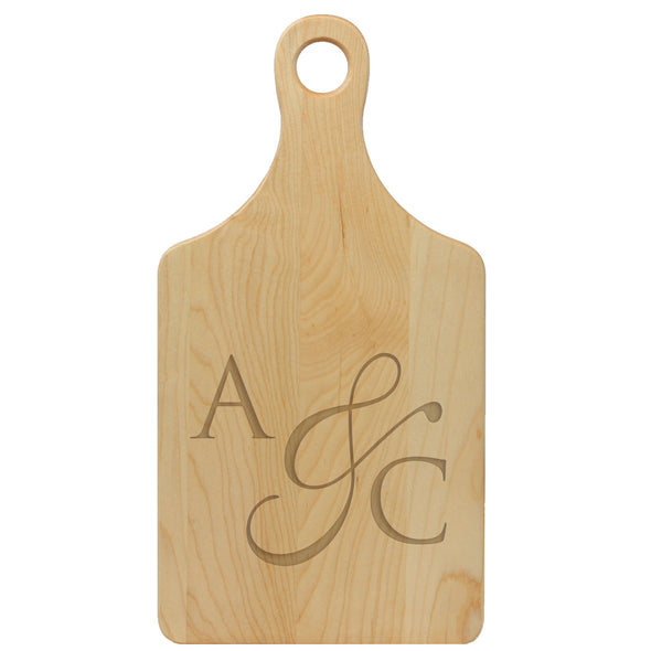 Paddle Cutting Board "A&C Fancy Initials"