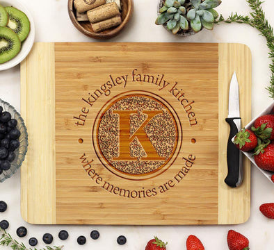 Cutting Board "Kingsley Family Kitchen Floral Initial"