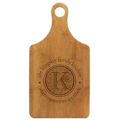 Paddle Cutting Board "Kingsley Family Kitchen Floral Initial"