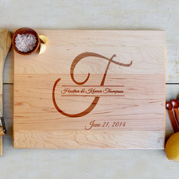Wood Cutting Board With Names And Established Date