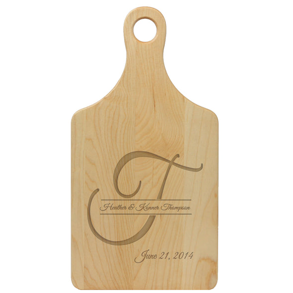 Family Last Name Initial On Paddle Cutting Board