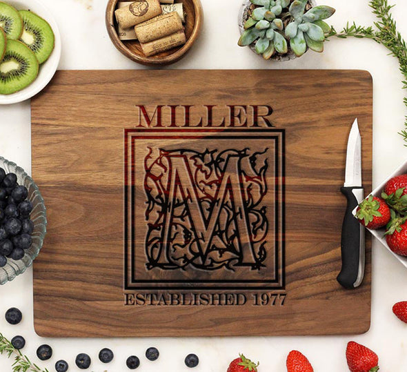 Cutting Board "Miller Floral Initial"