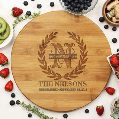 Round Cutting Board Olive Wreath "The Nelsons"
