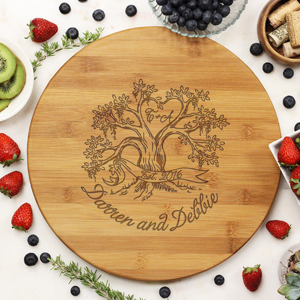 Round Cutting Board "Darren & Debbie Tree"