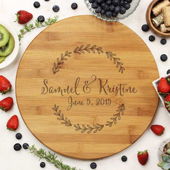 Round Cutting Board With Names And Established Date