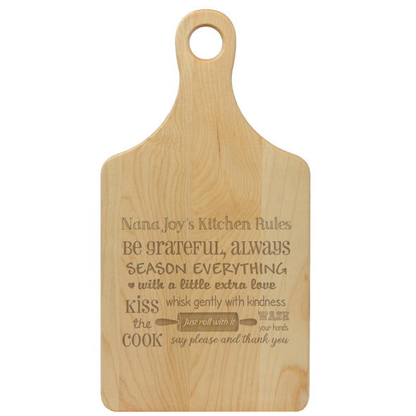 Paddle Cutting Board "Nana Joy's Kitchen Rules"