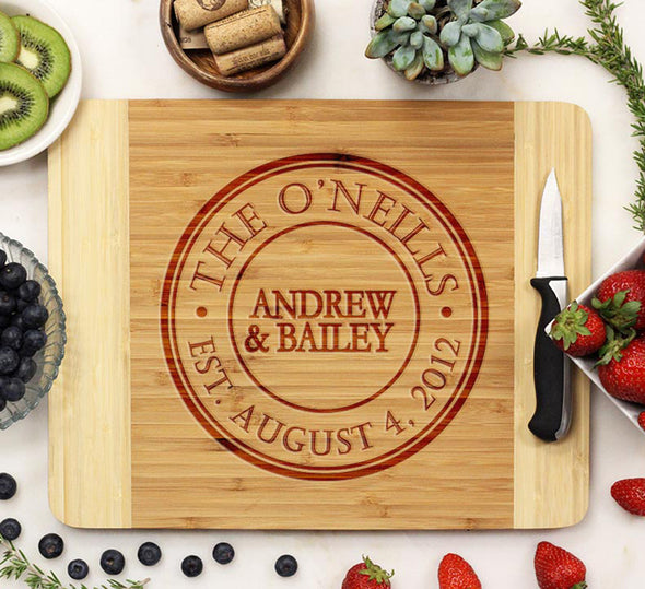 Wooden Cutting Board With Established Date Circle Design
